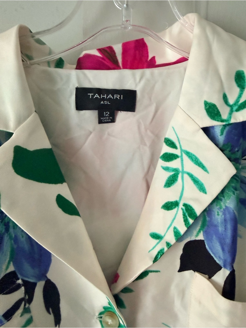 Tahari ASL White Floral Midi Skirt with Pink, Green & Blue Blooms - Picture 3 of 6